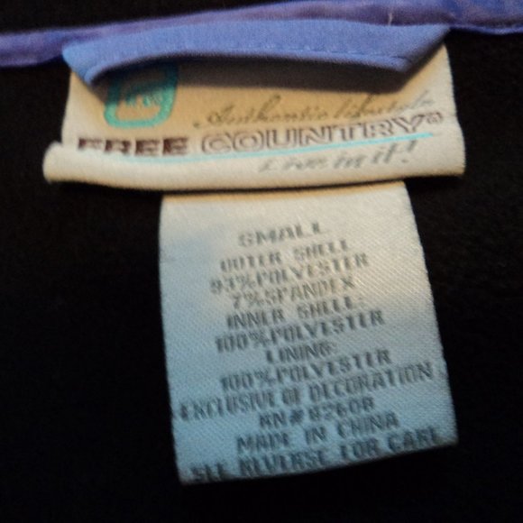 Free Country Women's Jacket Coat Fleece Lined Purple Black Zipper Collar Pockets - Picture 9 of 9